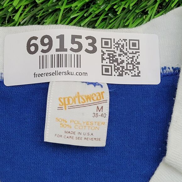 Vintage 80s Sportswear Shirt Small 17x24 Blue - Picture 8 of 12